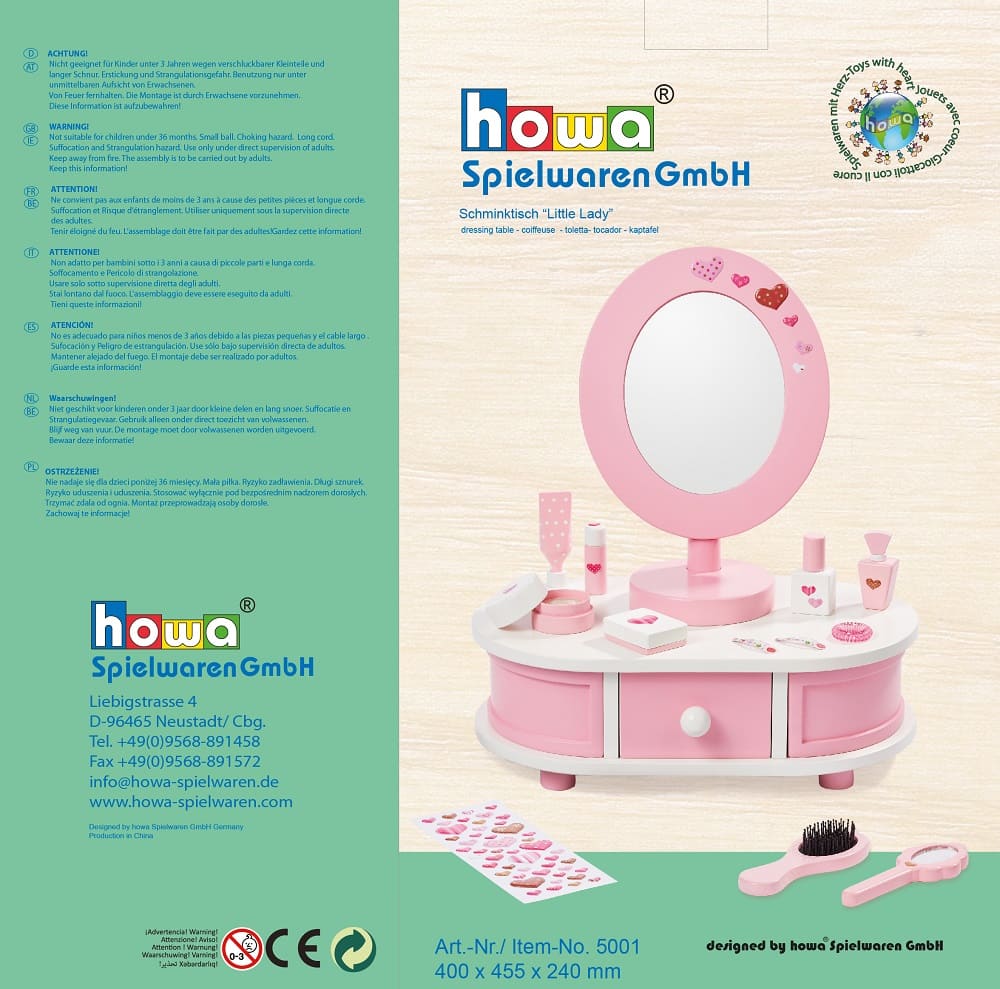 coiffeuse en bois pour enfants "Little Lady" avec 12 accessoires 5001