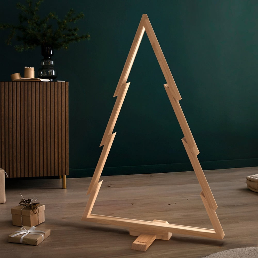 howa Deko Weihnachtsbaum aus Holz groß XL – moderne & nachhaltige Weihnachtsdeko mit Stangen und Haken - Höhe 100cm 8805