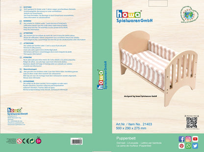 howa Puppenbett „stripes“ aus Holz mit Kissen und Decke 21403