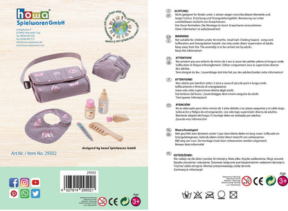 howa Doll Diaper Bag "Rainbow" incl. 7 pcs. Accessories mauve, Glossy Effect 29502
