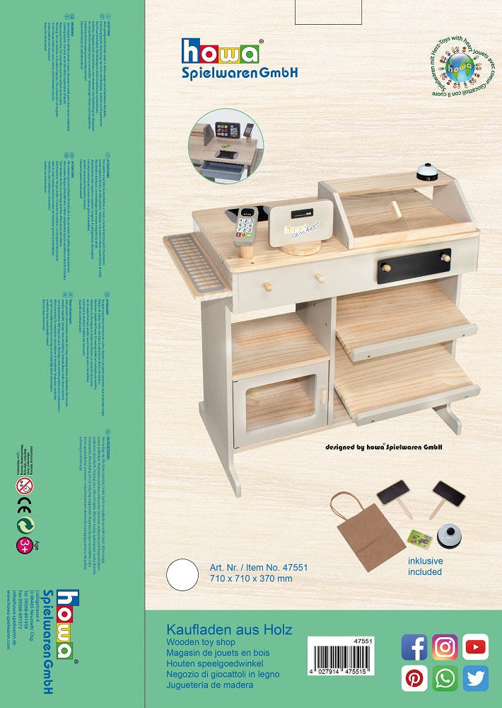 negozio di giocattoli howa in legno naturale, beige incl. 5 accessori 47551