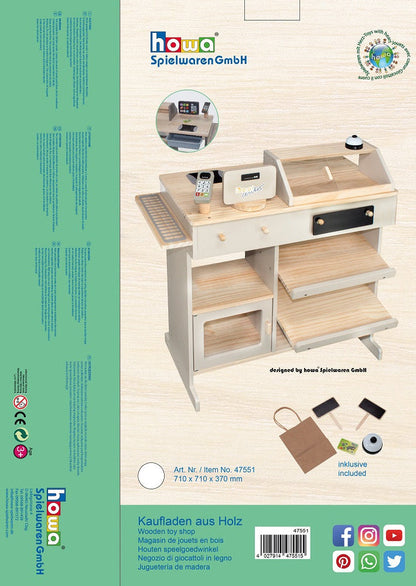 negozio di giocattoli howa in legno naturale, beige incl. 5 accessori 47551