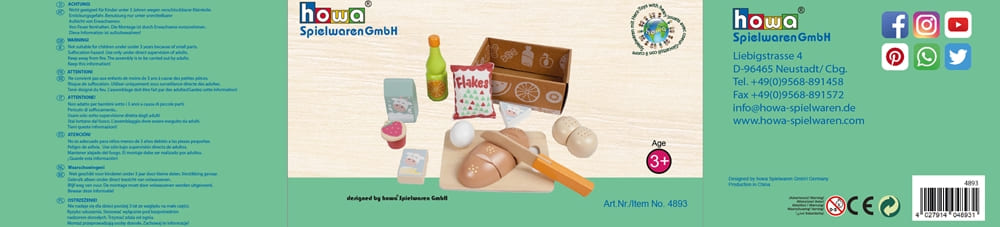 howa Kaufladenzubehör aus Holz Spiellebensmittel Schlemmerbox mit Schneideset 11 tlg. 4892