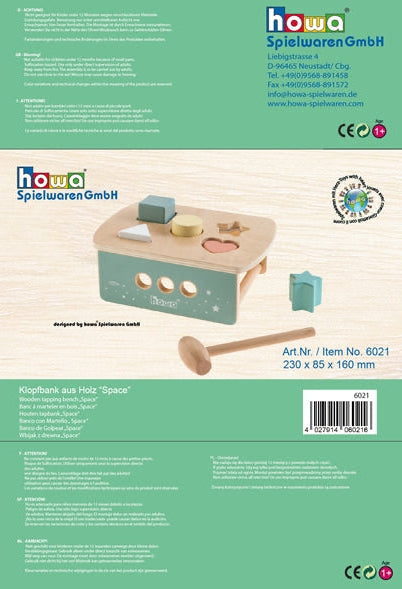 Banc à marteler en bois howa Jeu de marteau Jeu de tri "Space" 6021