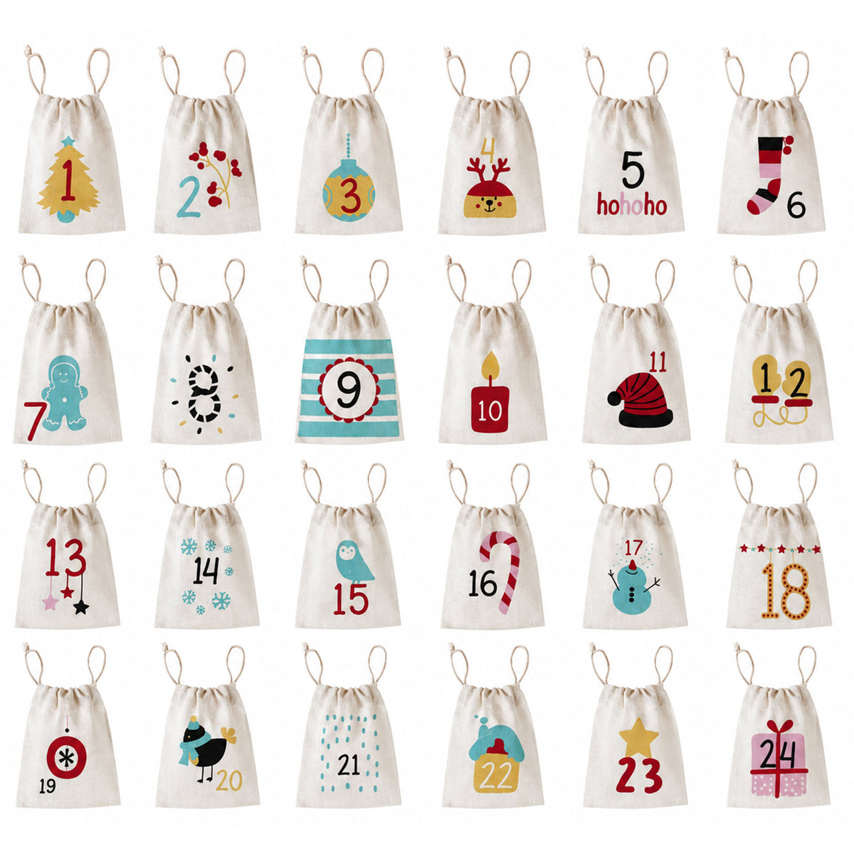 befüllbare Adventskalender Säckchen