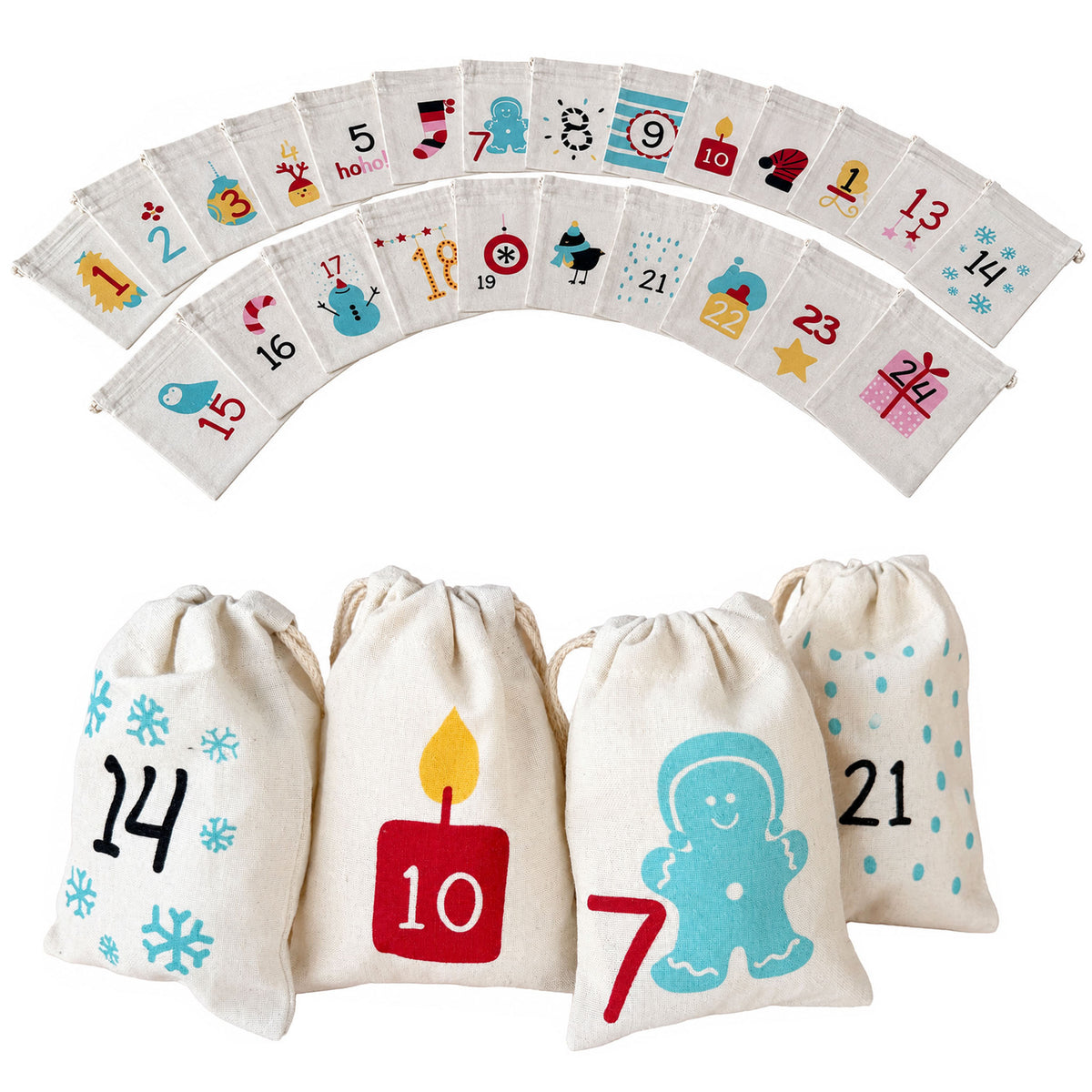 befüllbare Adventskalender Säckchen