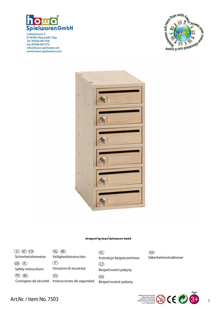 Armadio distributore postale howa, cassetta postale per posta di classe in legno, espandibile, con serratura 7503