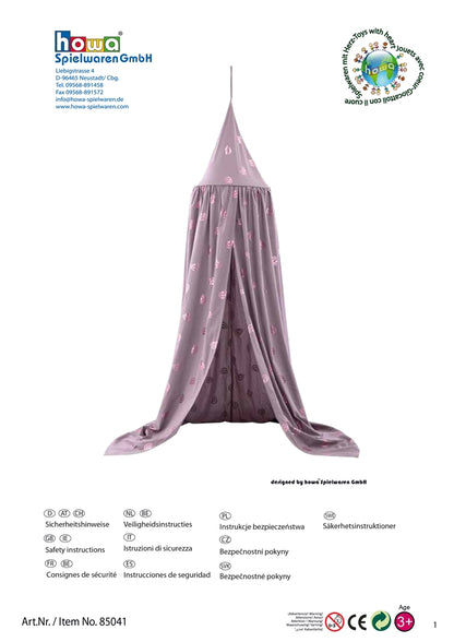 howa baldaquin ciel de lit tente de jeu "Rainbow" mauve, effet brillant, hauteur 250cm 85041