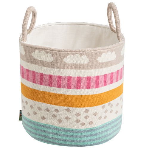 howa Aufbewahrungskorb "Be happy", beige, Baumwolle, Strick, Ø 26cm, Höhe 28cm 8905