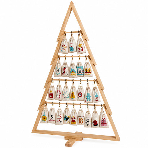 howa XXL Decorative Wooden Christmas Tree with 24 Advent Calendar Bags 8813