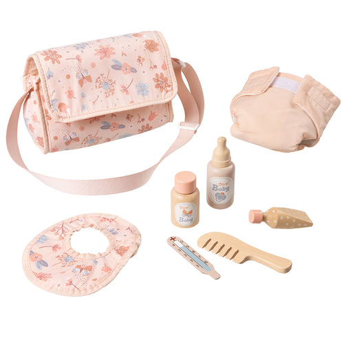 howa doll changing bag "miniflowers" including 7-piece accessories, apricot 2960