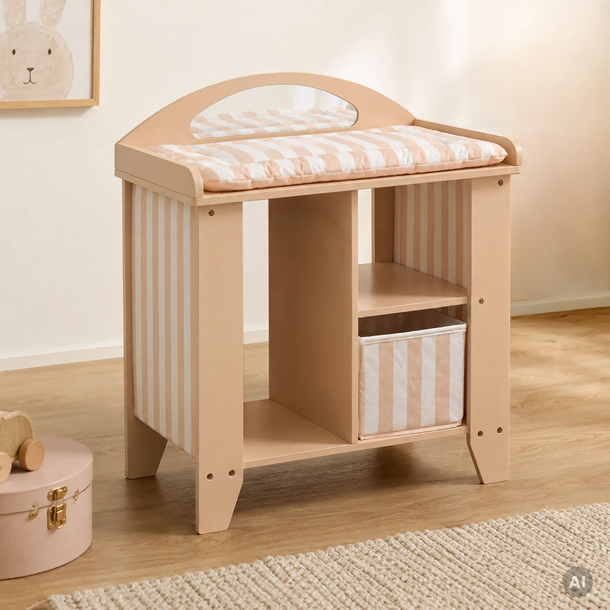 Puppenwickelkommode steht im Kinderzimmer 