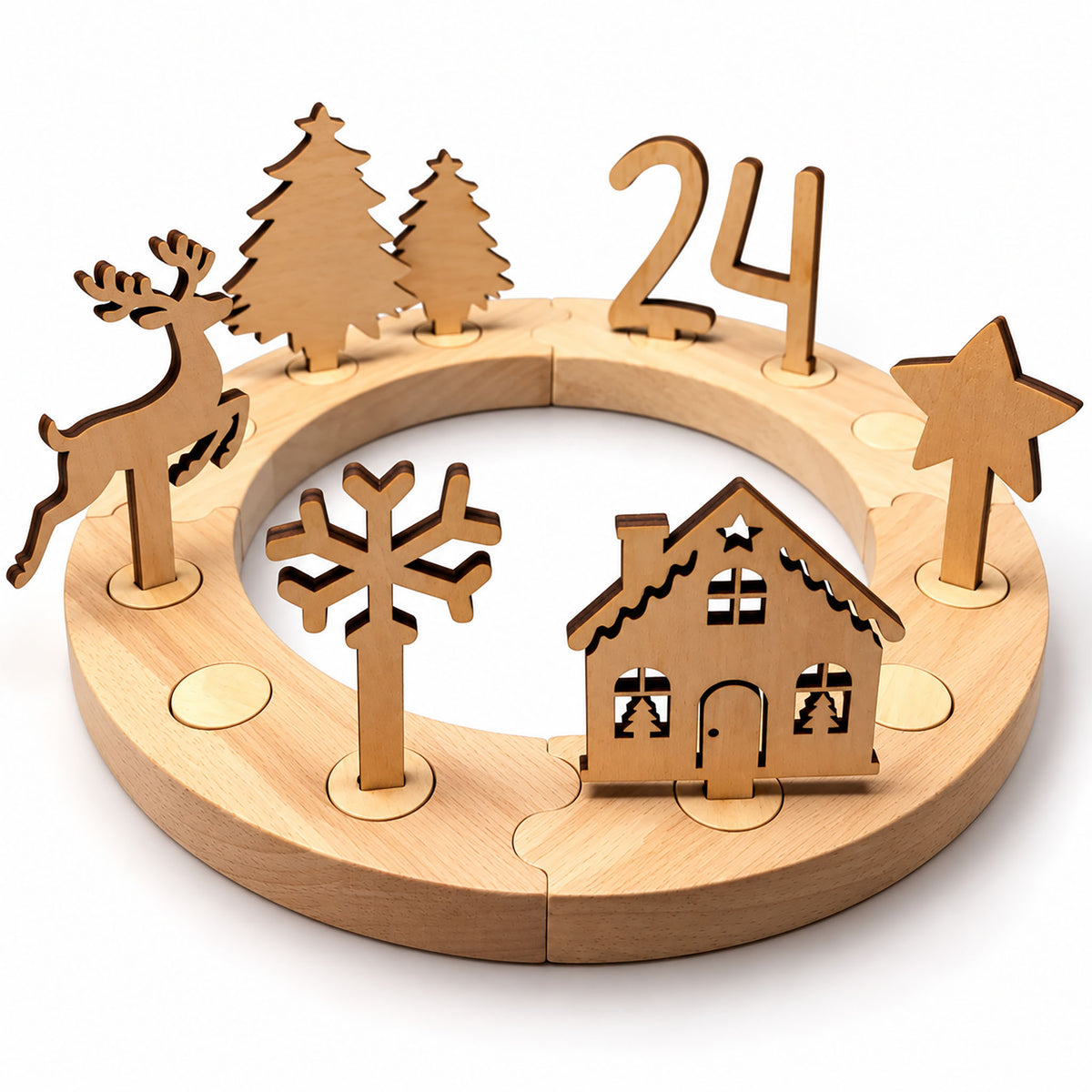 howa 2in1 Adventskranz & Geburtstagskranz aus Holz 8812