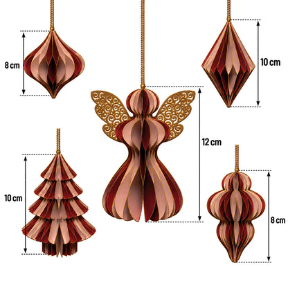 décorations de Noël en papier 9 pièces, décoration de Noël rose - mauve 8852