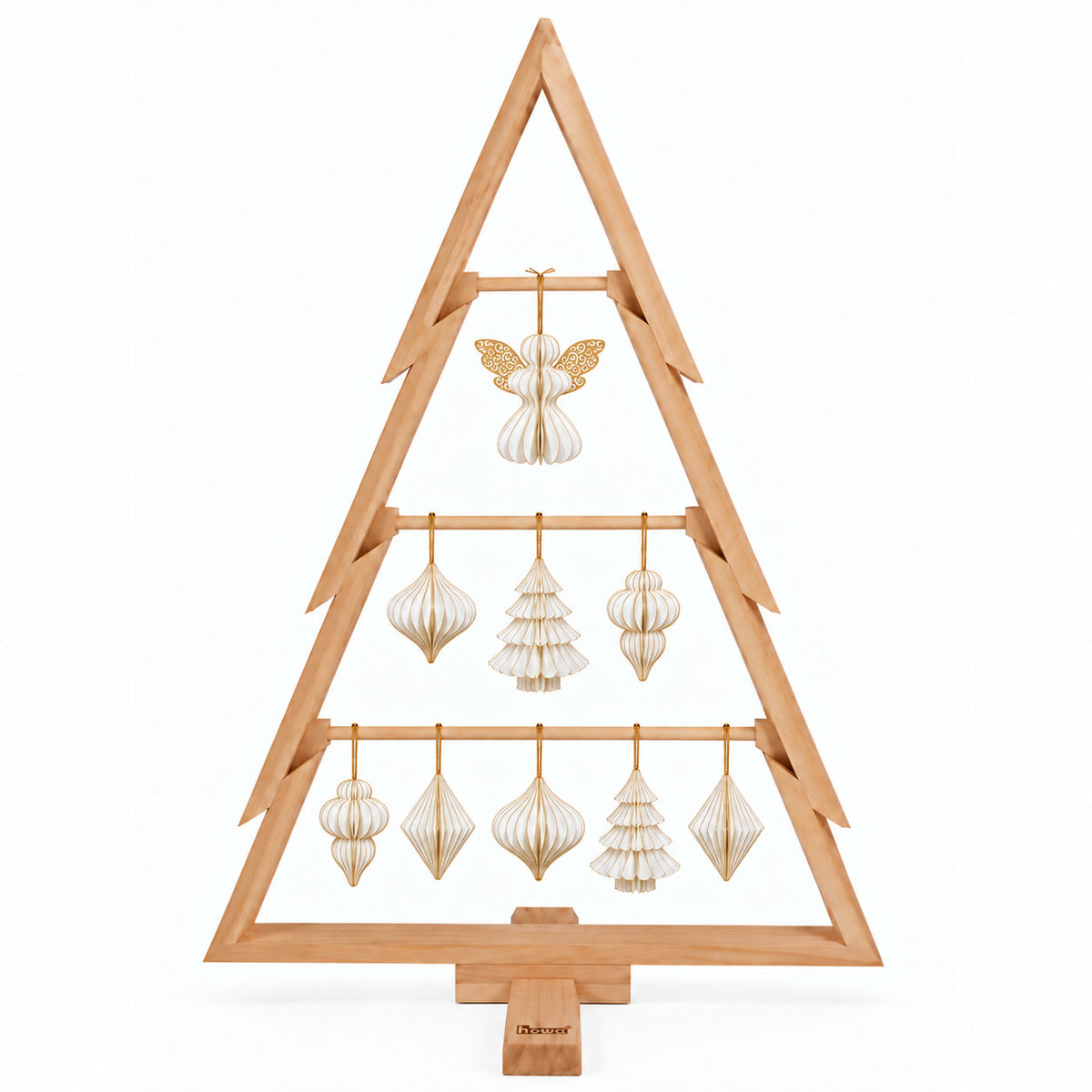 howa XL Sapin de Noël décoratif avec 9 ornements de Noël en nid d’abeilles, blanc crème - hauteur 100cm 8814