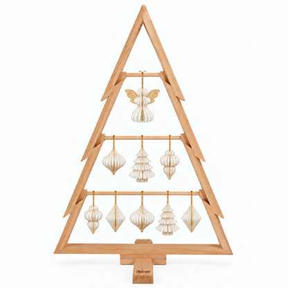 howa XL Sapin de Noël décoratif avec 9 ornements de Noël en nid d’abeilles, blanc crème - hauteur 100cm 8814
