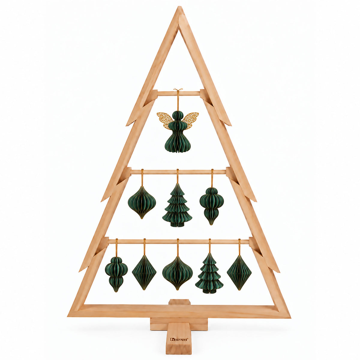 howa XL Deko Weihnachtsbaum mit 9 Honeycomb Weihnachtsanhängern tannengrün - Höhe 100cm 8815