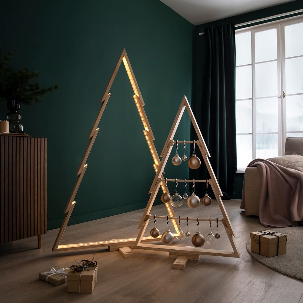 howa Deko Weihnachtsbaum aus Holz groß XXL – moderne & nachhaltige Weihnachtsdeko mit Stangen und Haken - Höhe 134cm 8806