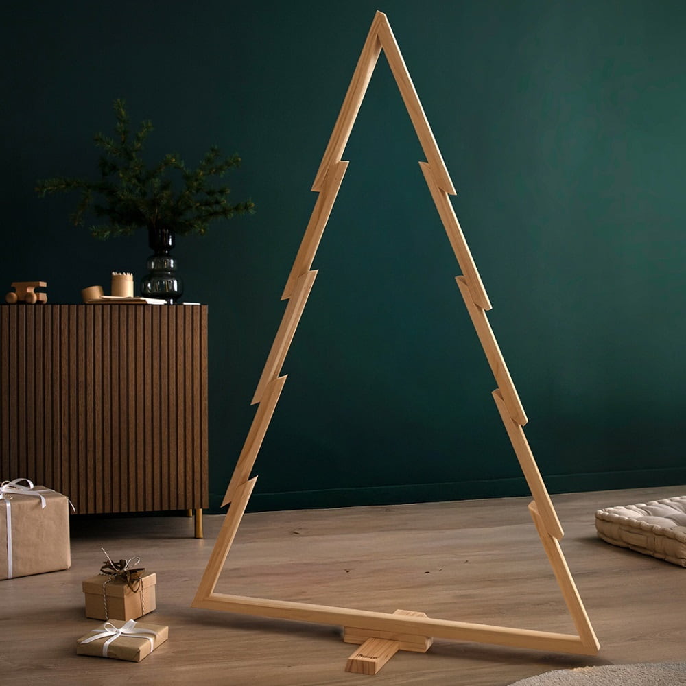 howa Deko Weihnachtsbaum aus Holz groß XXL – moderne & nachhaltige Weihnachtsdeko mit Stangen und Haken - Höhe 134cm 8806