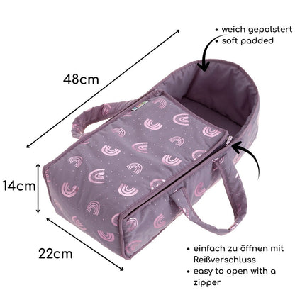 howa poppendraagtasje "Rainbow" voor babypoppen tot 48 cm malve, glanseffect 29522