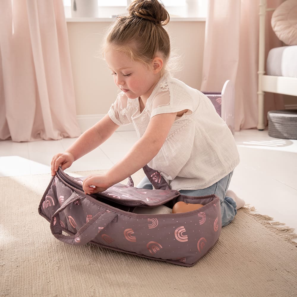 howa poppendraagtasje "Rainbow" voor babypoppen tot 48 cm malve, glanseffect 29522