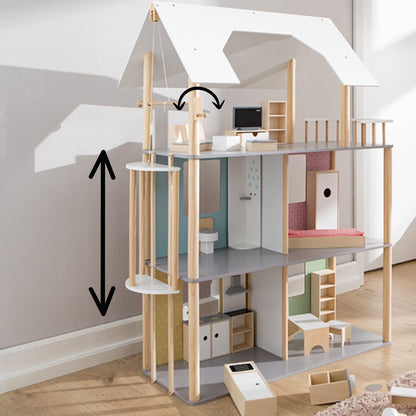 howa Puppenhaus aus Holz für Ankleidepuppen bis 30 cm inkl. 19 tlg. Möbelset 70103