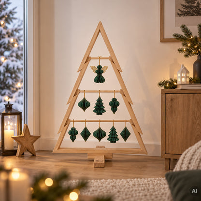howa XL Deko Weihnachtsbaum mit 9 Honeycomb Weihnachtsanhängern tannengrün - Höhe 100cm 8815
