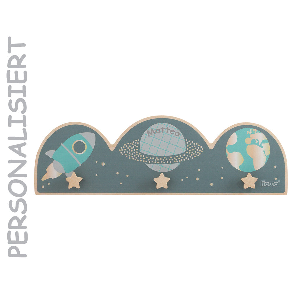 Appendiabiti in legno per bambini "Space" colorato - personalizzato 88019