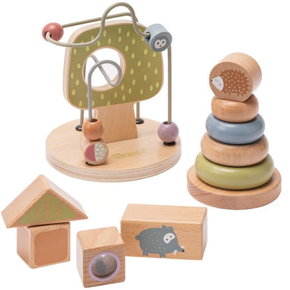 Jouet moteur en bois howa, boucle motrice, tour d'empilage, blocs "Little woods" 3 pièces 6028