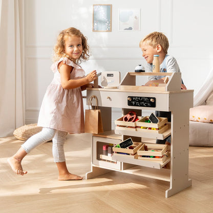 howa Kaufladen aus Holz natur, beige inkl. 40tlg Kaufladenzubehör 47559
