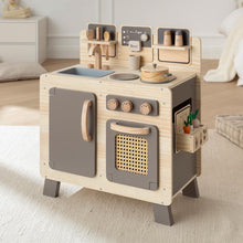 howa Kinderküche und Spielzeugwaschmaschine aus Holz natur, taupe inkl. 10tlg. Spielgeschirr & 10tlg. Zubehör für Kinderwaschmaschine 14824