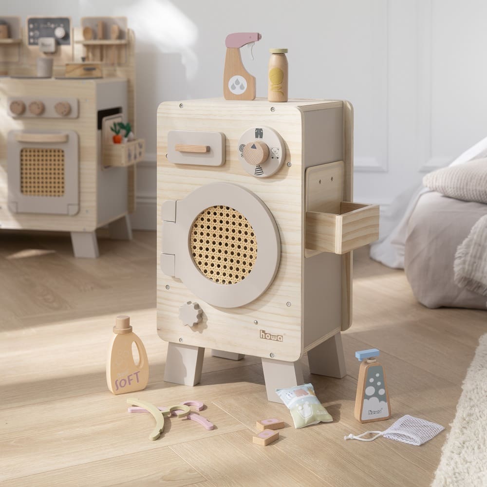 howa Kinderwaschmaschine aus Holz natur beige 48261