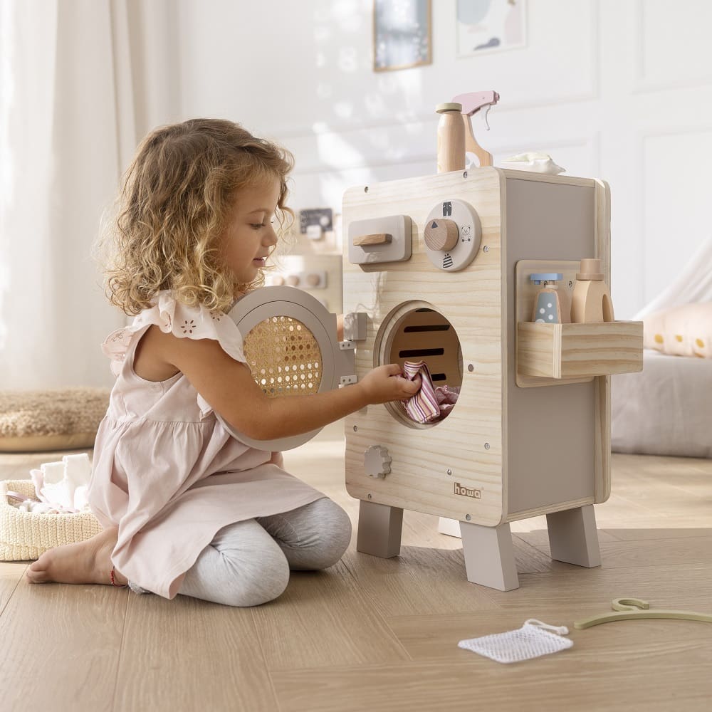 howa Kinderwaschmaschine aus Holz natur beige 48261