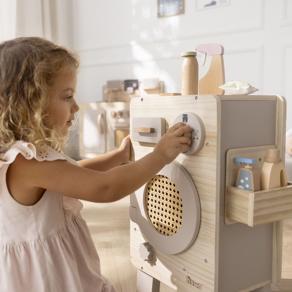 howa Kinderwaschmaschine aus Holz natur beige 48261