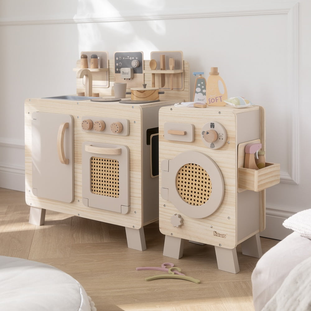 howa Kinderwaschmaschine aus Holz natur beige 48261