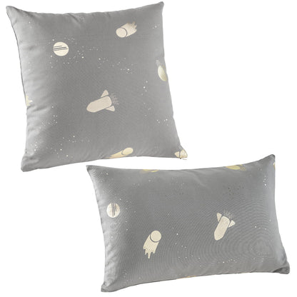 Set de 2 housses de coussin "Space" 40x40cm + 50x30cm gris, effet brillant 8702