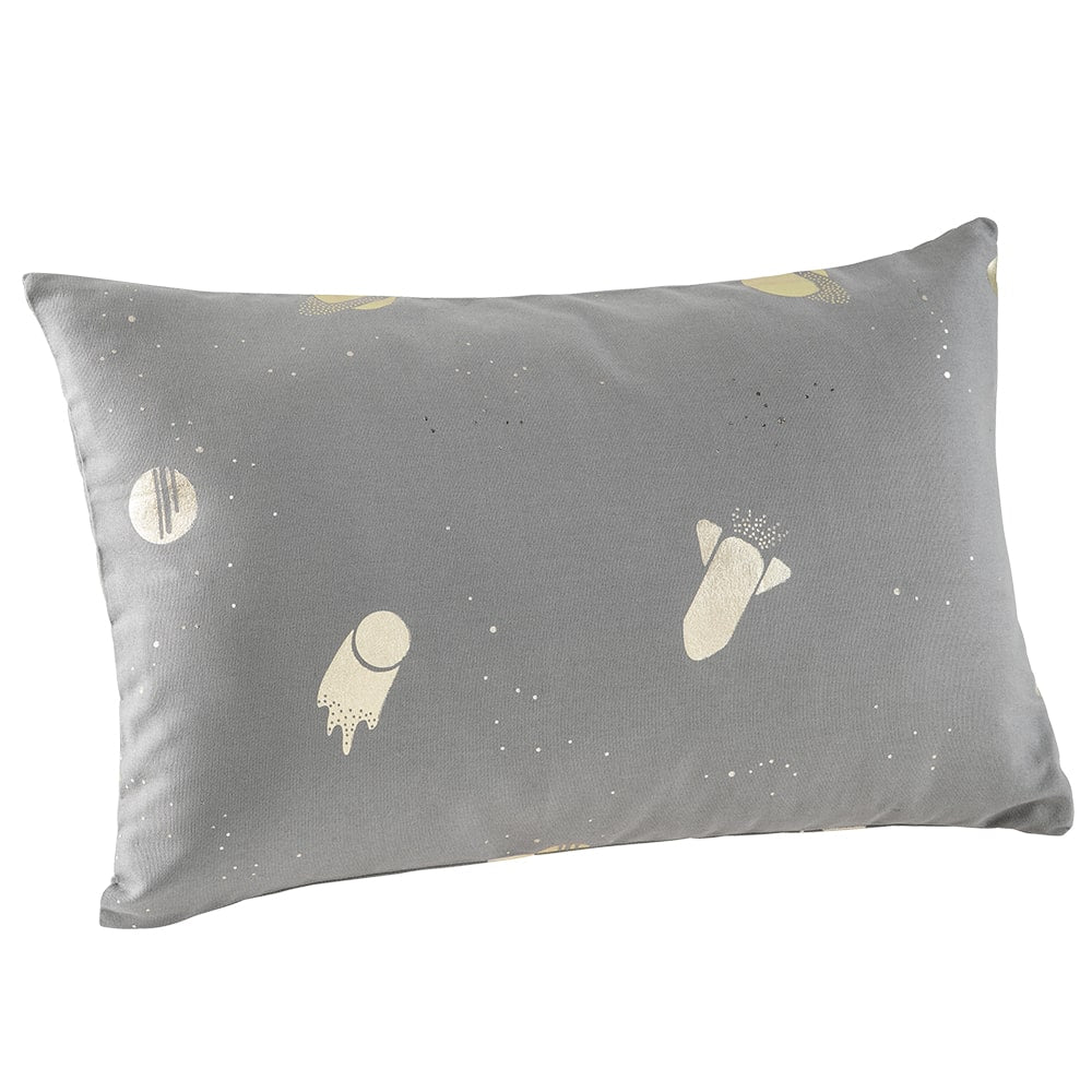 Set de 2 housses de coussin "Space" 40x40cm + 50x30cm gris, effet brillant 8702