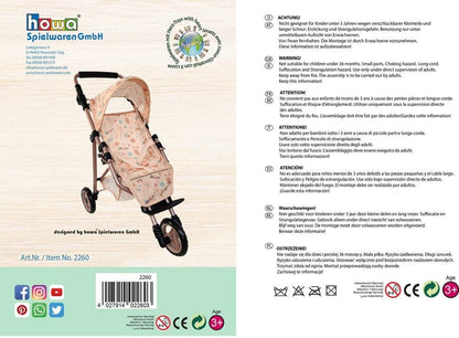 Poussette pour poupée howa « miniflowers » – landau, jogger pour poupées jusqu'à 50 cm avec poignée réglable en hauteur 2260