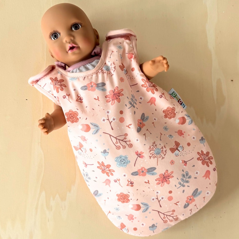 howa Puppen Schlafsack bis 48cm "miniflowers" apricot 29624