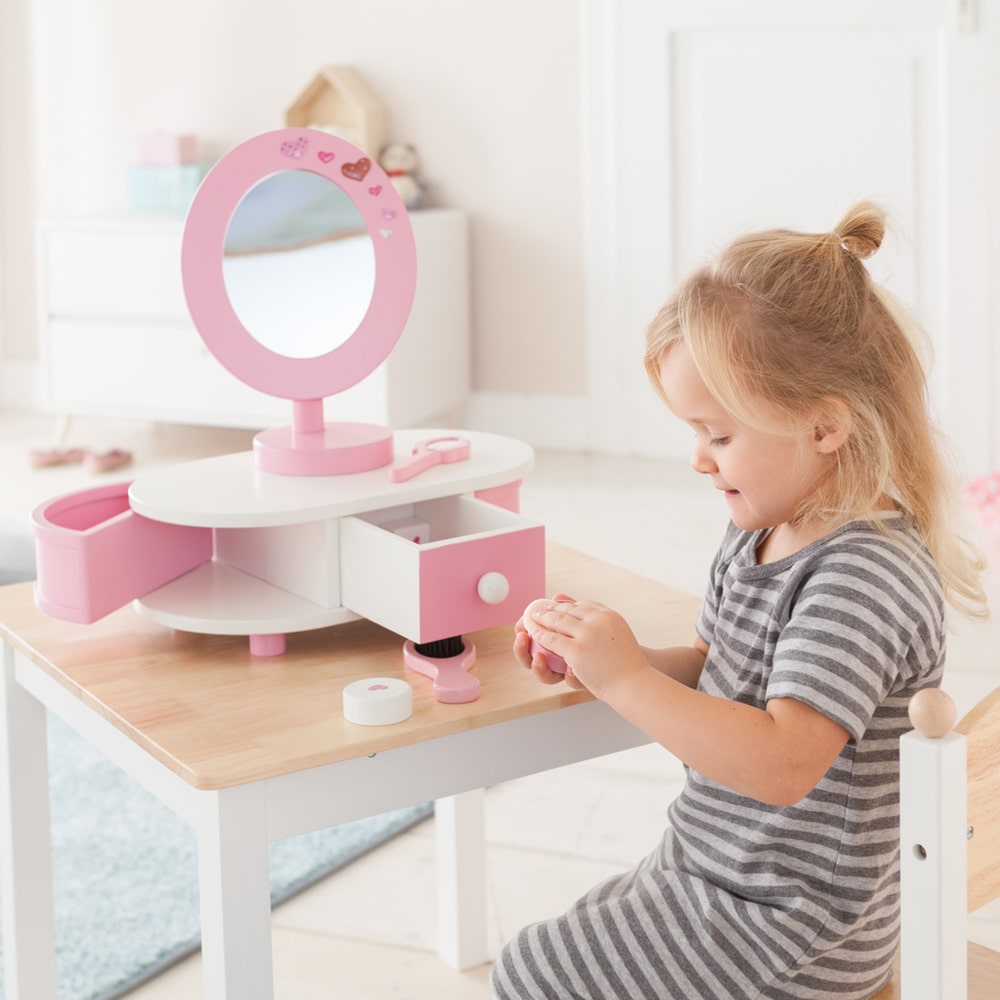 coiffeuse en bois pour enfants "Little Lady" avec 12 accessoires 5001