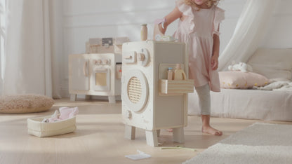 howa Kinderwaschmaschine aus Holz natur beige inkl Wäschepflege-Set 48269